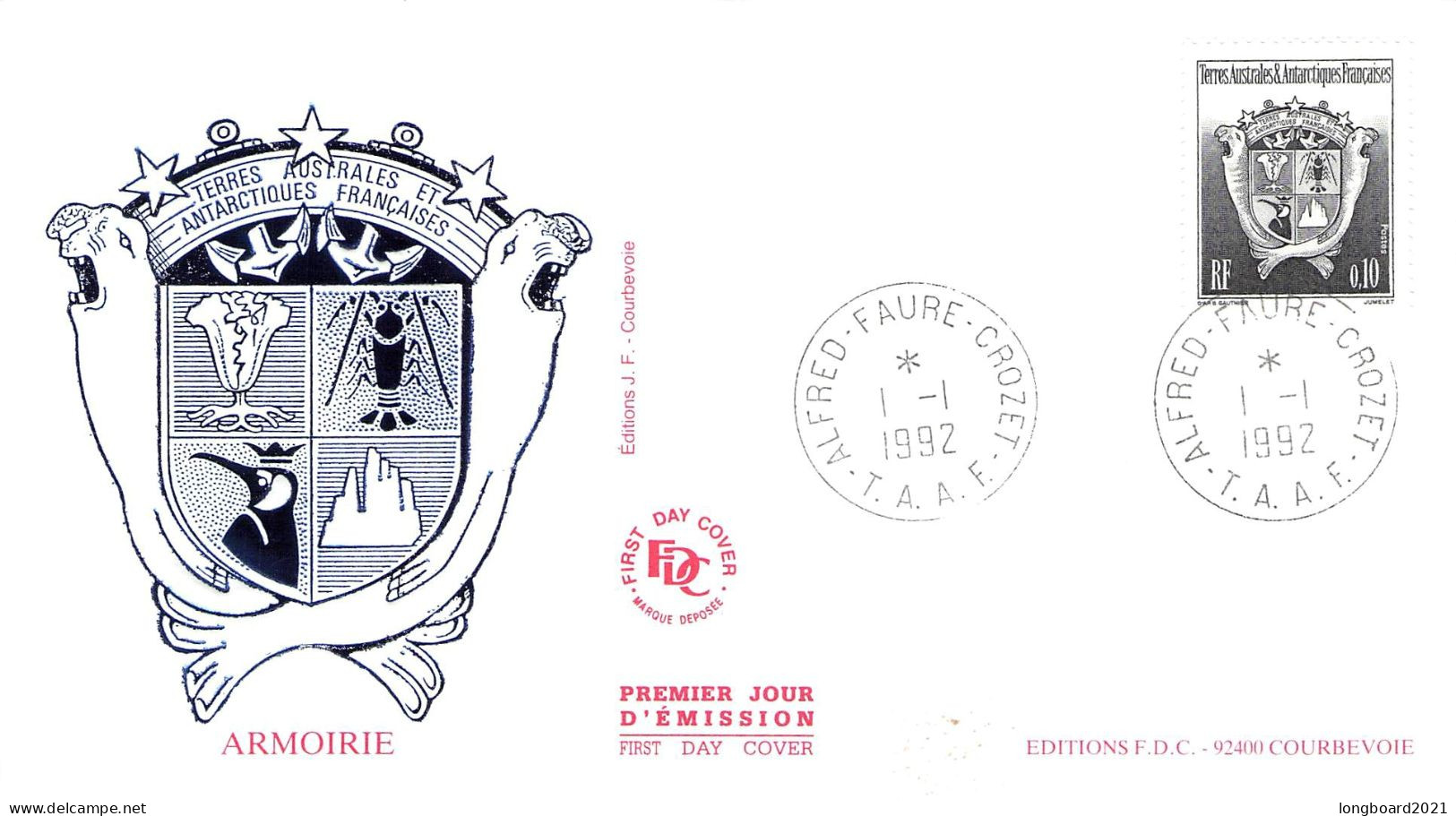 TAAF - FDC 1992 ALFRED-FAURE-CROZET Mi 286  / *495 - FDC