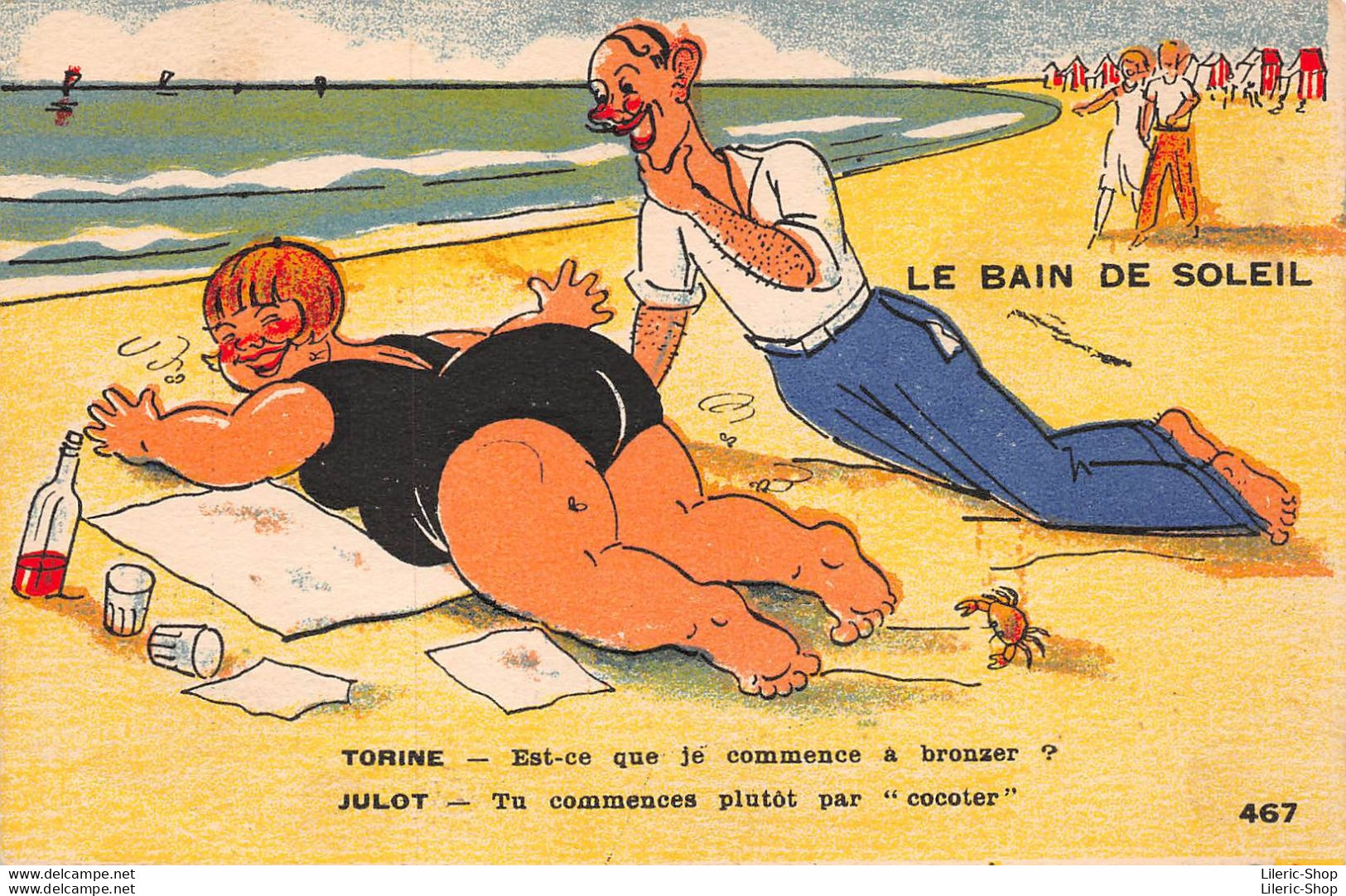 HUMOUR -  TORINE Et JULOT " Le Bain De Soleil " Plage Mer Couple Grosses Fesses - Humor