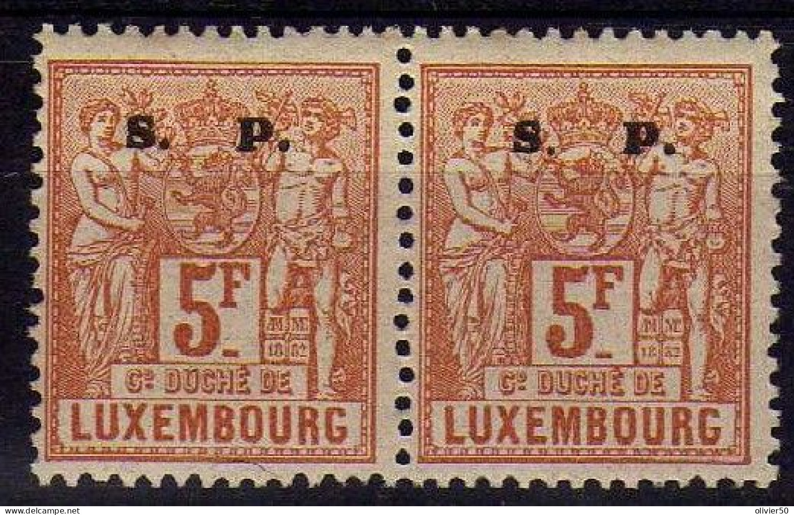 Luxembourg (1882) -  5 F.. Groupe Allegorique Surcharge S.P. Neuf** - MNH - Service