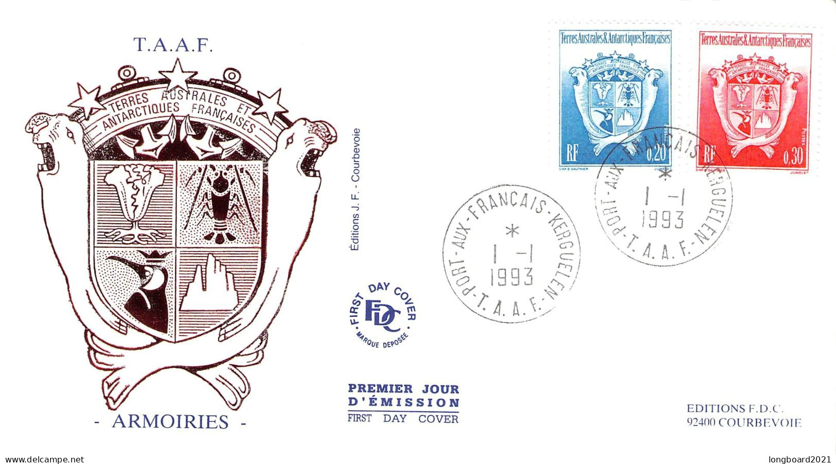 TAAF - FDC 1993 PORT-AUX-FRANCAIS Mi 297, 298  / *502 - FDC