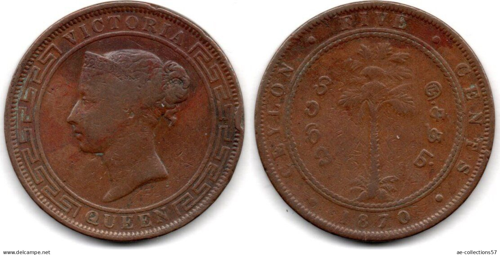 MA 23651 / Ceylan - Ceylon 5 Cents 1870 TB - Sri Lanka (Ceylon)