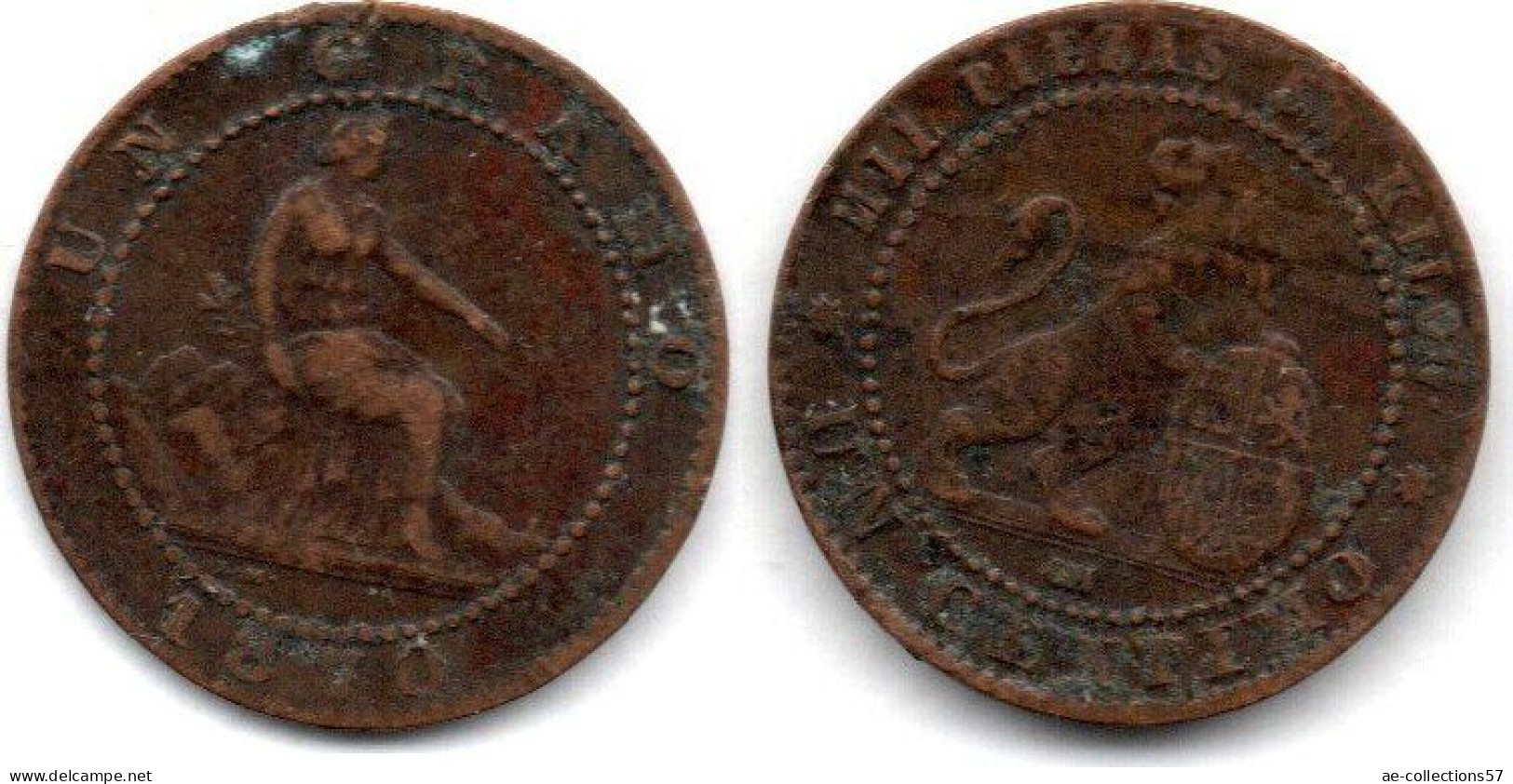 MA 23653 / Espagne - Spain - Spanien 1 Centimo 1870 TB+ - First Minting