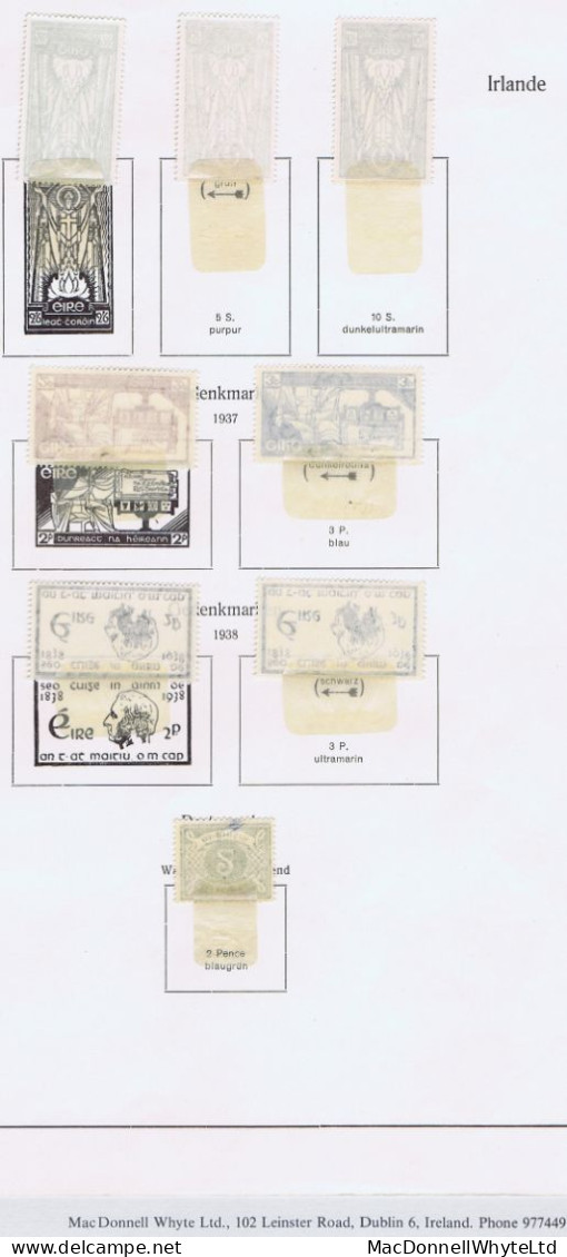 Ireland 1937-38 KA-BE Album Page With SE St Patrick 2/6d To 10s Mint Once Hinged, Plus Constitution, Mathew Sets - Ungebraucht