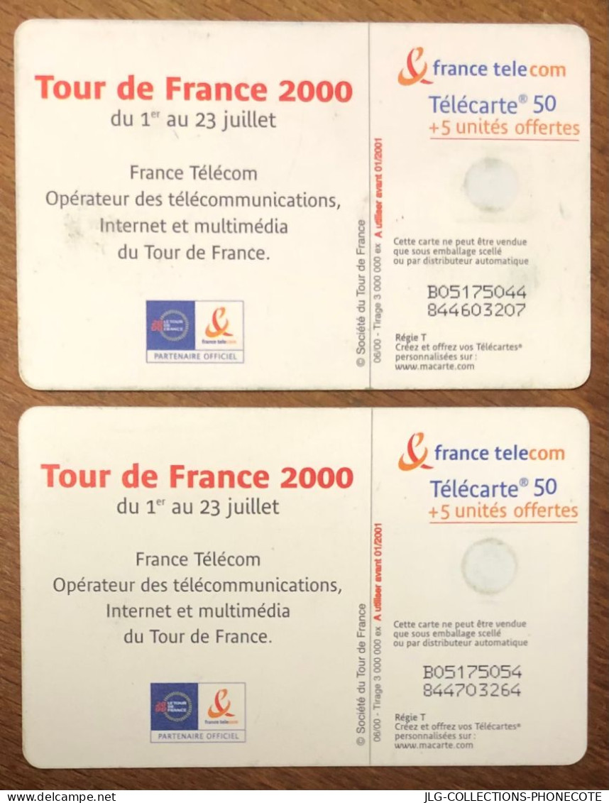 TOUR DE FRANCE TELECARTE REF PHONECOTE F1062A & 1062Aa TELEFONKARTE SCHEDA TARJETA PHONECARD PREPAID PREPAYÉE - 2000