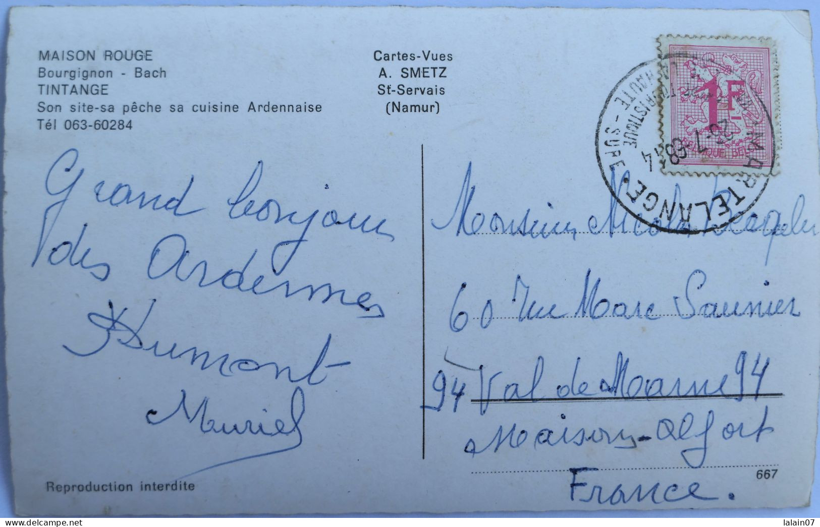 Carte Postale : Belgique : Luxembourg, Fauvillers : TINTANGE : Le Moulin D'Oeil, Timbre - Fauvillers