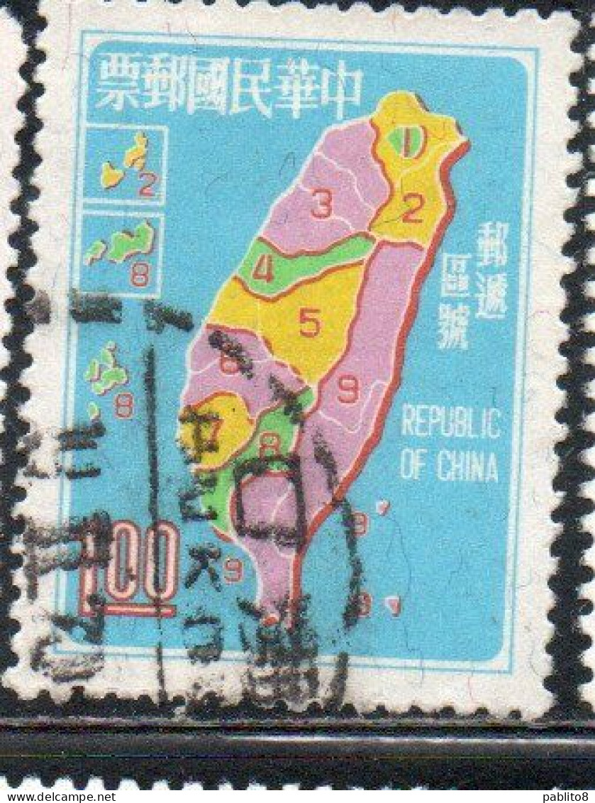 CHINA REPUBLIC CINA TAIWAN FORMOSA 1970 POSTAL ZONE MAP CODE SYSTEM 1$ USED USATO OBLITE - Used Stamps