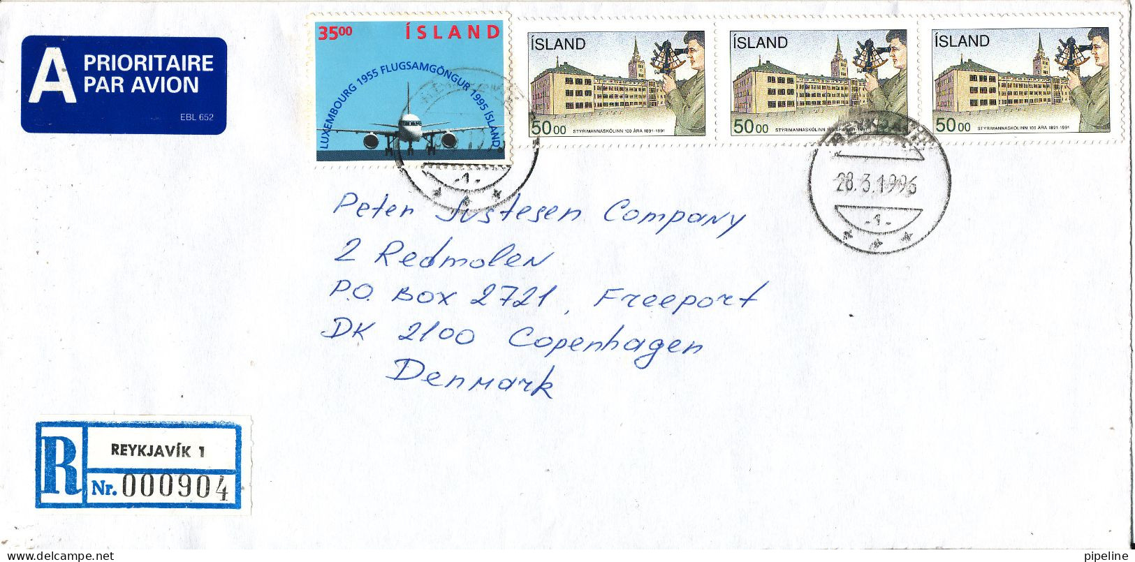 Iceland Registered Cover Sent To Denmark 28-3-1996 Topic Stamps (from The Embassy Of RUSSIA Reykjavik) - Covers & Documents