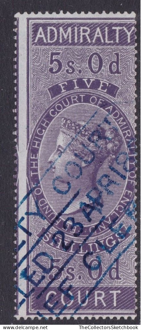 GB  QV  Fiscals / Revenues Admiralty Court 5/- Very Fine Used Barefoot 9 - Fiscaux