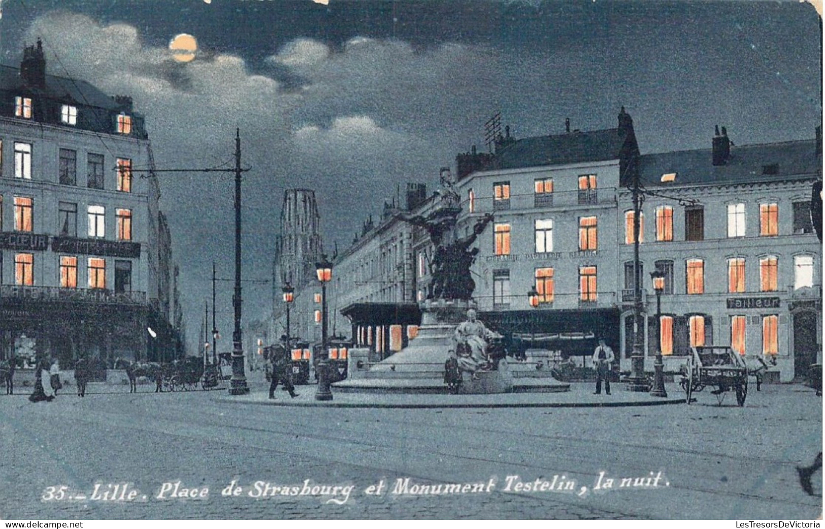 FRANCE - 59 - Lille - Place De Strasbourg Et Monument Testelin, La Nuit - Carte Postale Ancienne - Lille