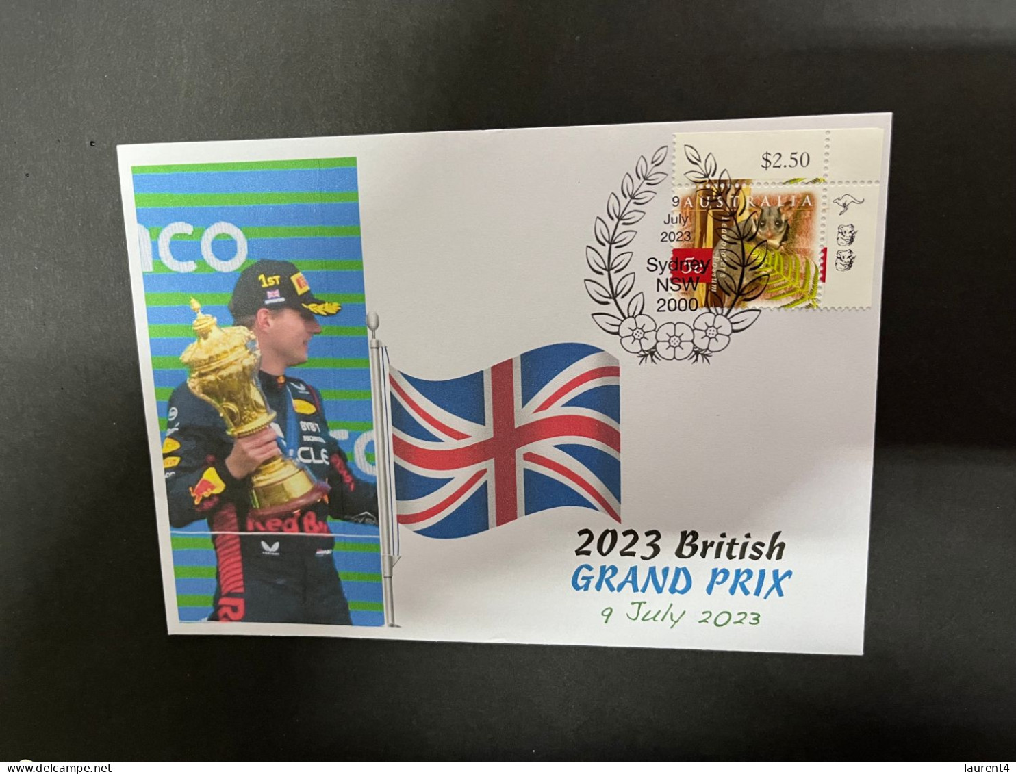 12-7-2023 (1 S 57) Formula One - 2023 British Grand Prix - Winner Max Verstappen (9 July 2023) OZ Stamp - Altri & Non Classificati