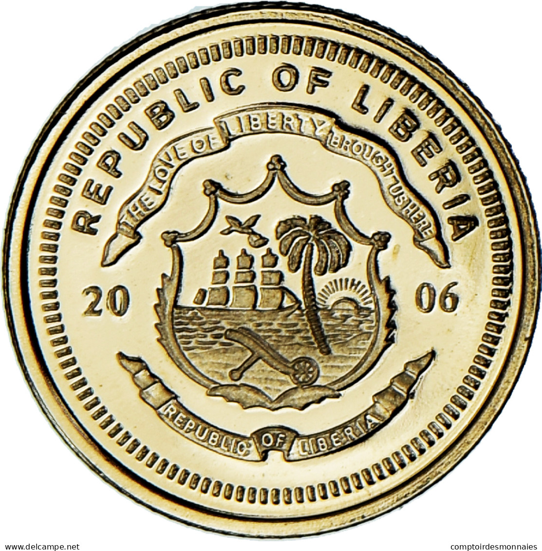 Monnaie, Libéria, Panda, 10 Dollars, 2006, Flan Bruni, FDC, Or - Liberia
