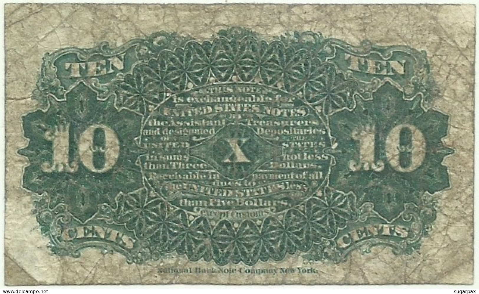 U. S. A. - 10 Cents - 3.3.1863 - Pick: 115 - Fractional Currency - 1863 : 4° Edizione