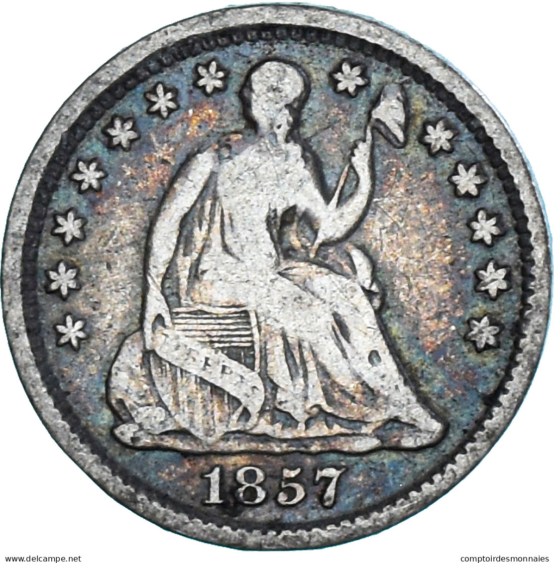 Monnaie, États-Unis, Seated Liberty Half Dime, Half Dime, 1857, Philadelphie - Medios  Dimes