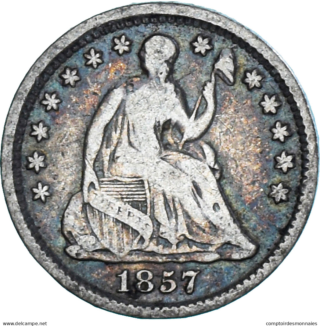 Monnaie, États-Unis, Seated Liberty Half Dime, Half Dime, 1857, Philadelphie - Half Dime