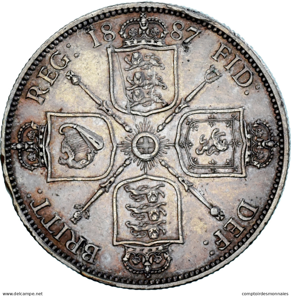 Monnaie, Grande-Bretagne, Victoria, Florin, Two Shillings, 1887, SUP, Argent - J. 1 Florin / 2 Shillings