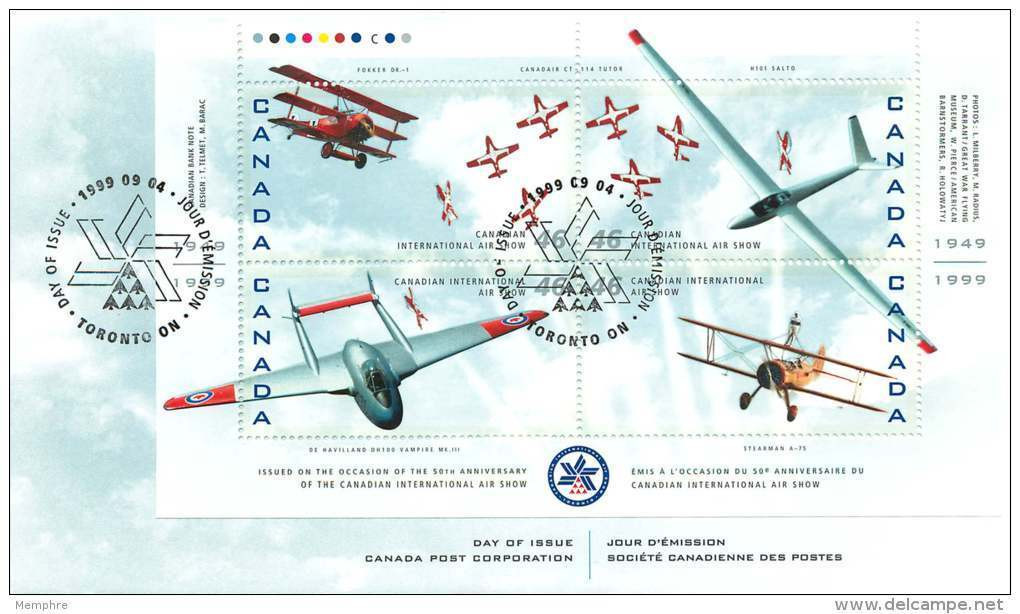 1999   Canadian International Air Show   Sc 1807a-d  Pane Of 4 - 1991-2000