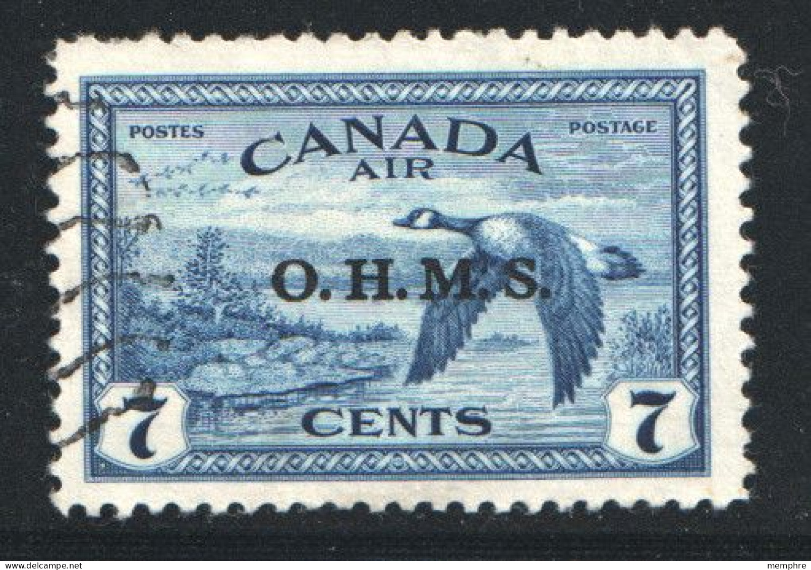 OHMS Overprint  On  7&cent; Canada Geese Airmail Sc CO1  Used - Aufdrucksausgaben