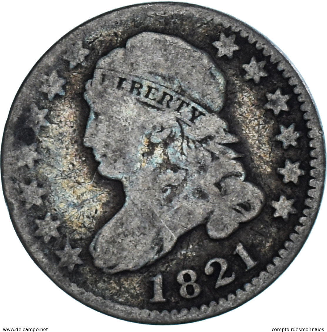 Monnaie, États-Unis, Liberty Cap Dime, Dime, 1821, Philadelphie, TB, Argent - 1796-1837: Bust (Buste)