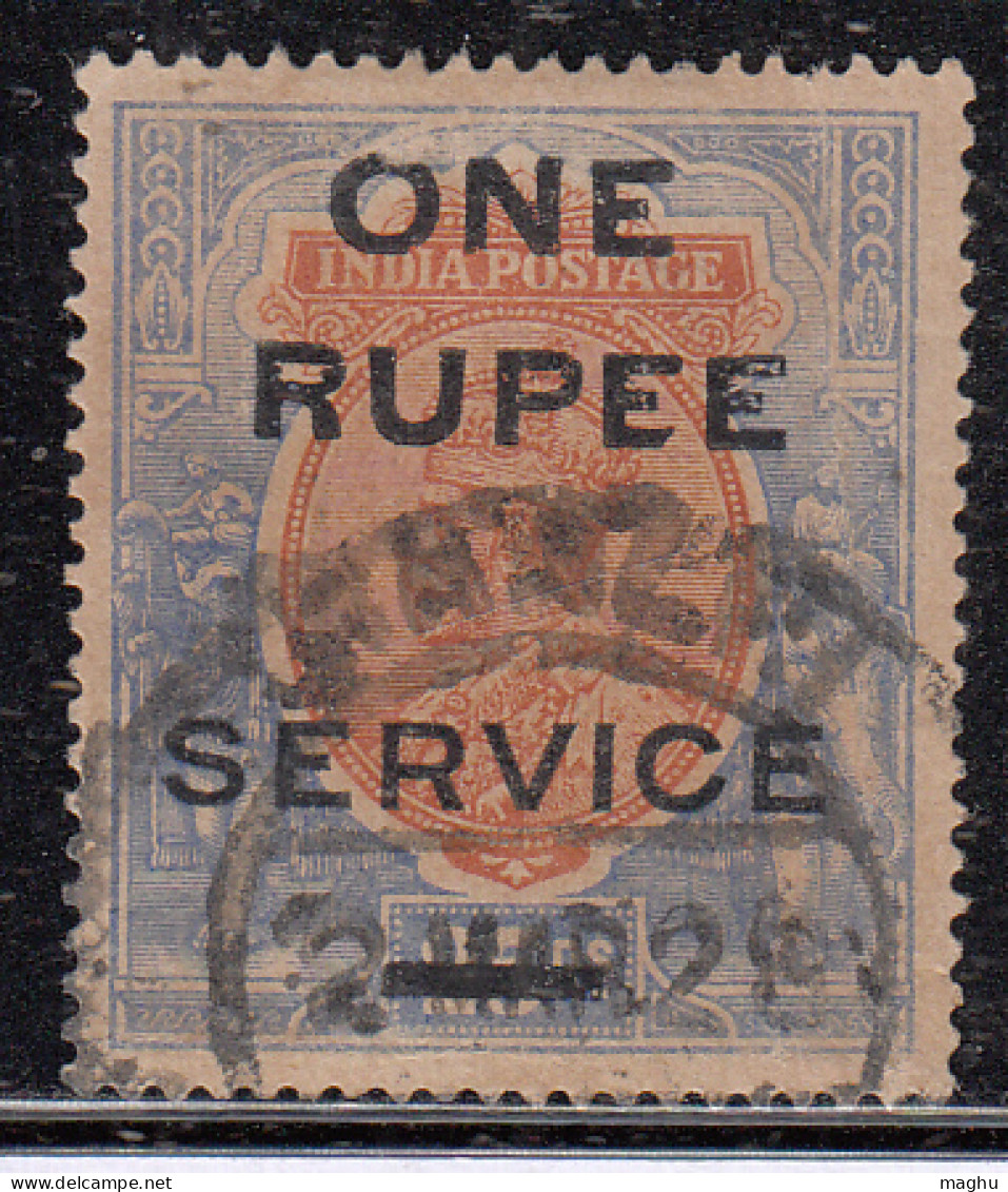 ONE RUPEE (1r On 15r), British India Used 1925, SERVICE -SGO102, Edward Series, (Cat £90) - 1902-11 King Edward VII