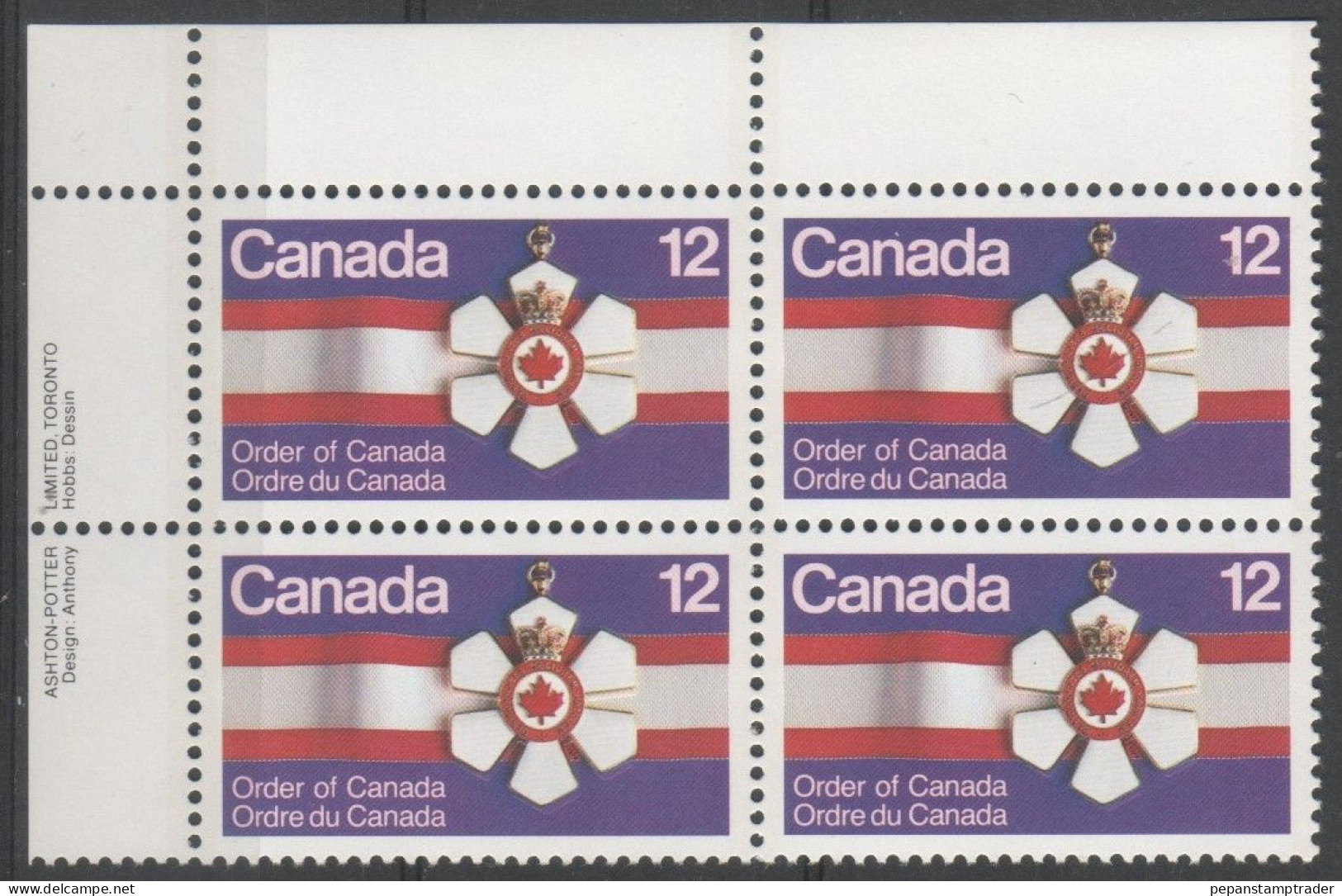 Canada - #736 - MNH PB  Of 4 - Num. Planches & Inscriptions Marge