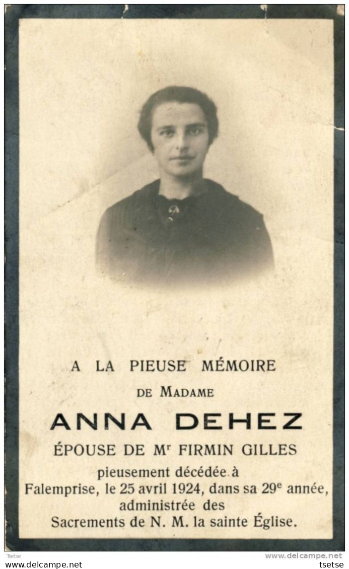 Souvenir Mortuaire D'Anna Dehez, Décédée à Falemprise ( Silenrieux ) En 1924 - Cerfontaine