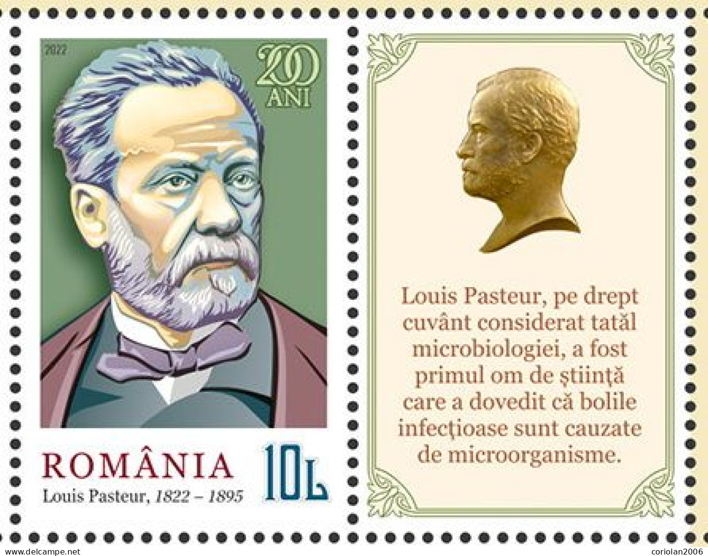 Romania 2022 / Pasteur With Label - Louis Pasteur