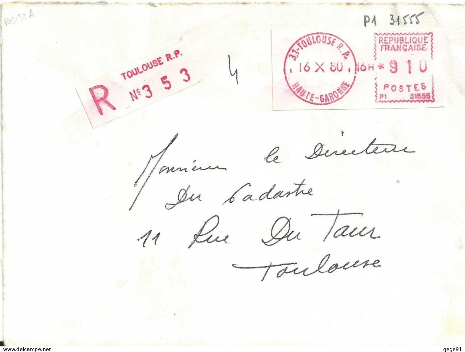 Vignette D'affranchissement De Guichet - Camp - Toulouse RP - Haute Garonne - Recommandé - 1969 Montgeron – Papel Blanco – Frama/Satas