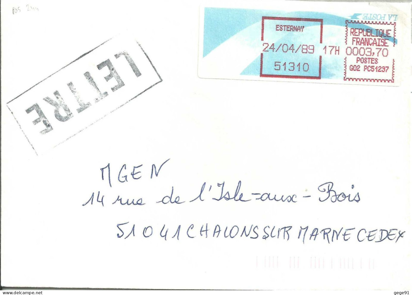 Vignette D'affranchissement - MOG - Esternay - Marne - Utilisation De La Vignette à L'envers - 1988 « Comète »