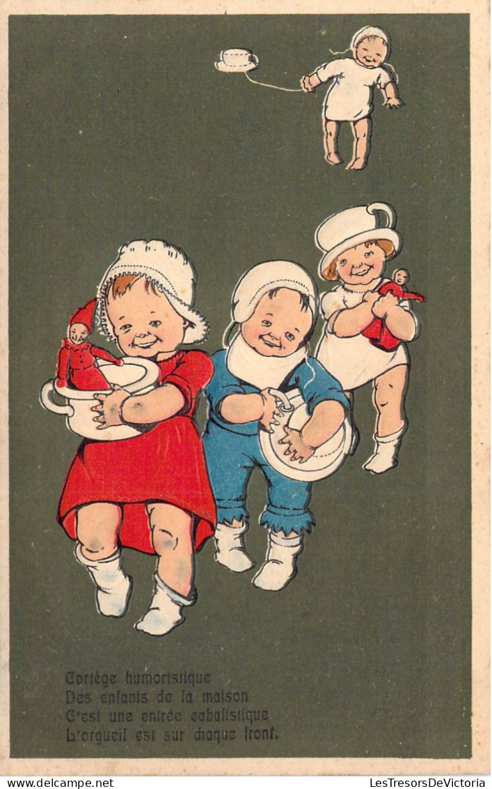 Fantaisies - Cortège Humoristique Des Enfants De La Maison... - Poême - Carte Postale Ancienne - Babies