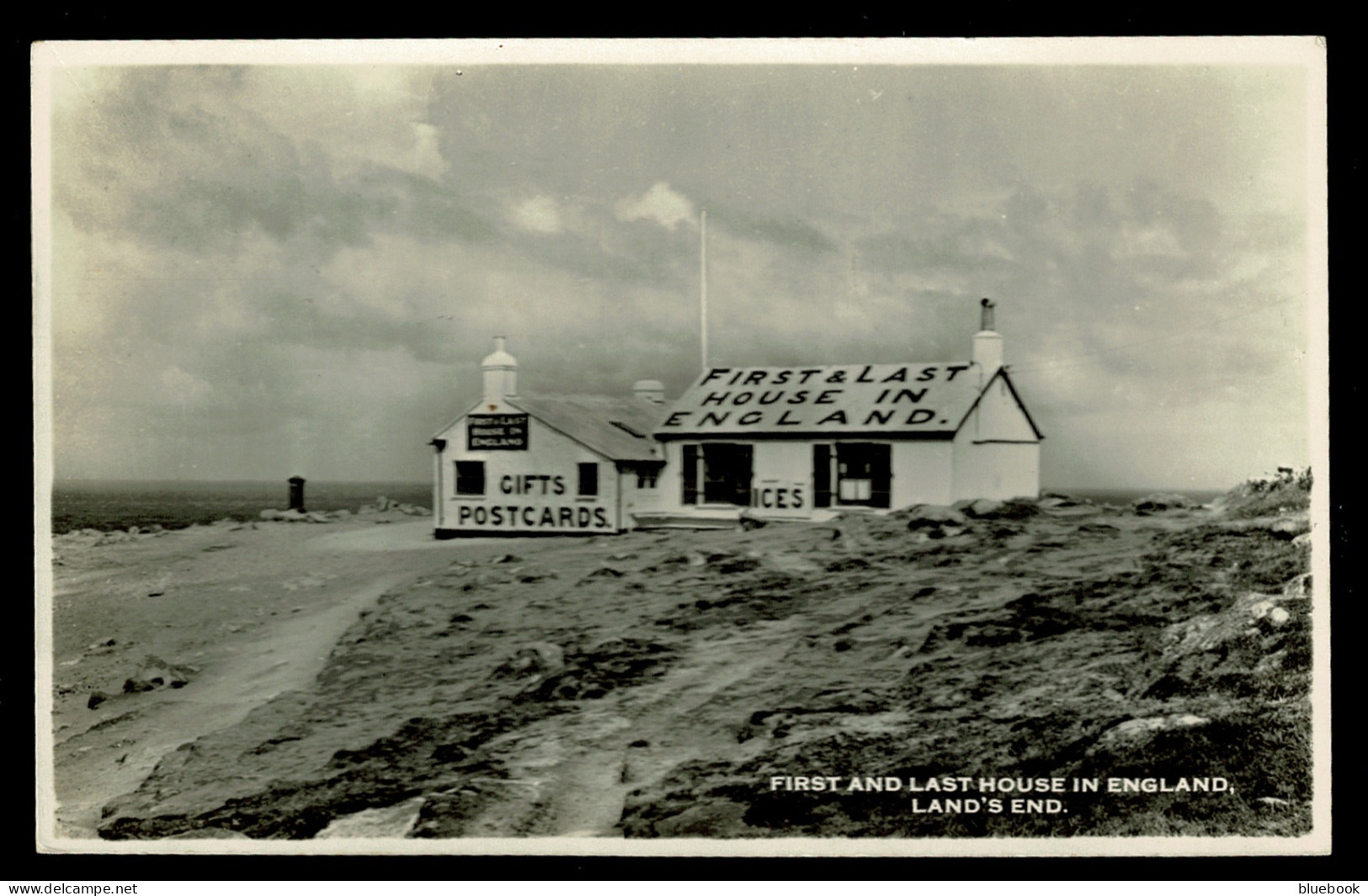 Ref 1621 - 1953 RP Postcard - First & Last House -Land's End Cornwall - Triangle Cachet - Land's End