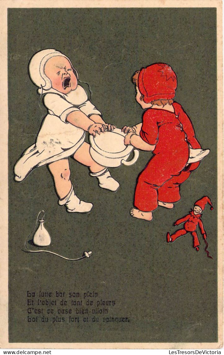 Fantaisies - La Lutte Bat Son Plein Et L'objet De Tant De Pleurs.... - Poême - Carte Postale Ancienne - Bébés