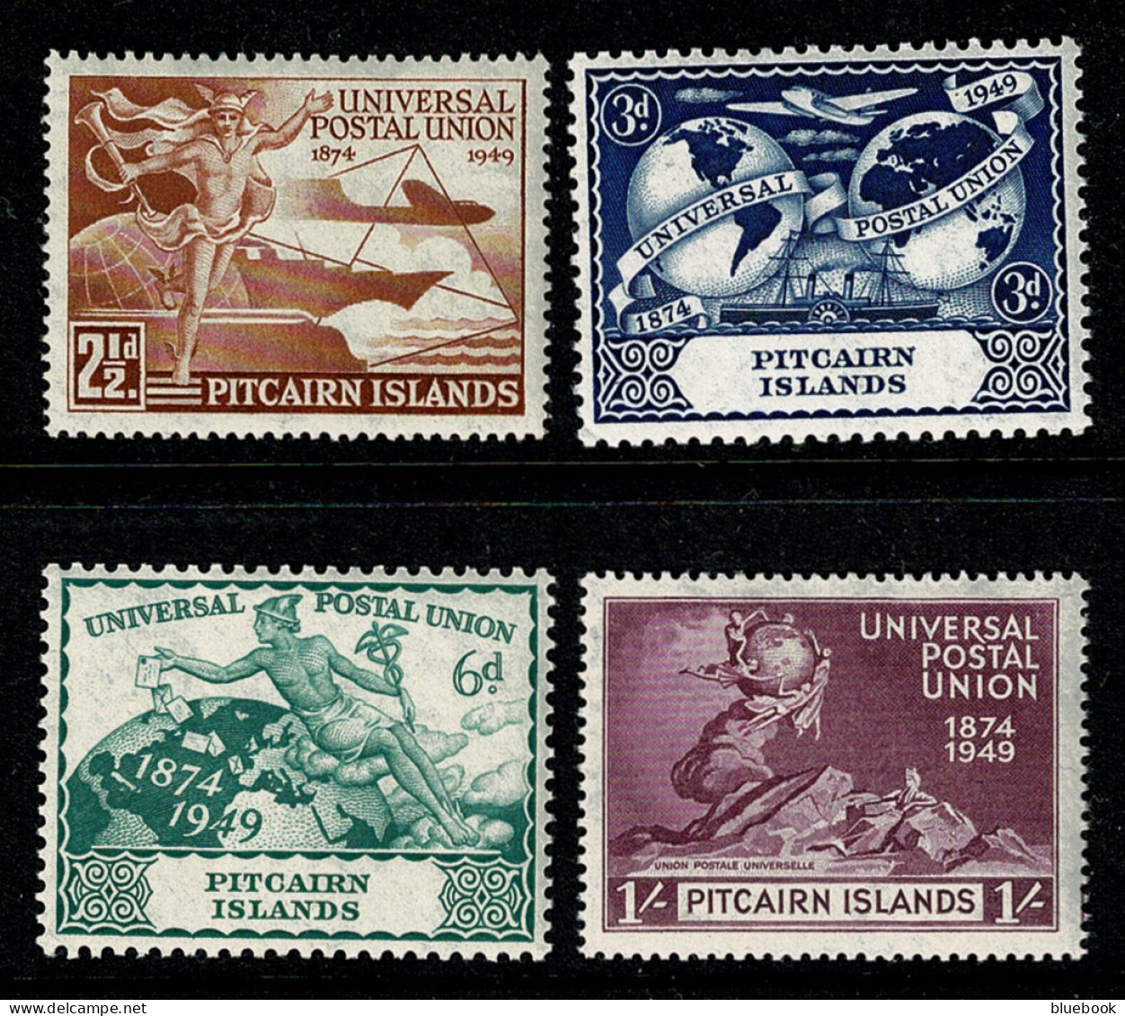 Ref 1621 - Pitcairn Islands KGVI  1949 U.P.U. Set SG 13/16 - Mounted Mint Stamps - Pitcairninsel
