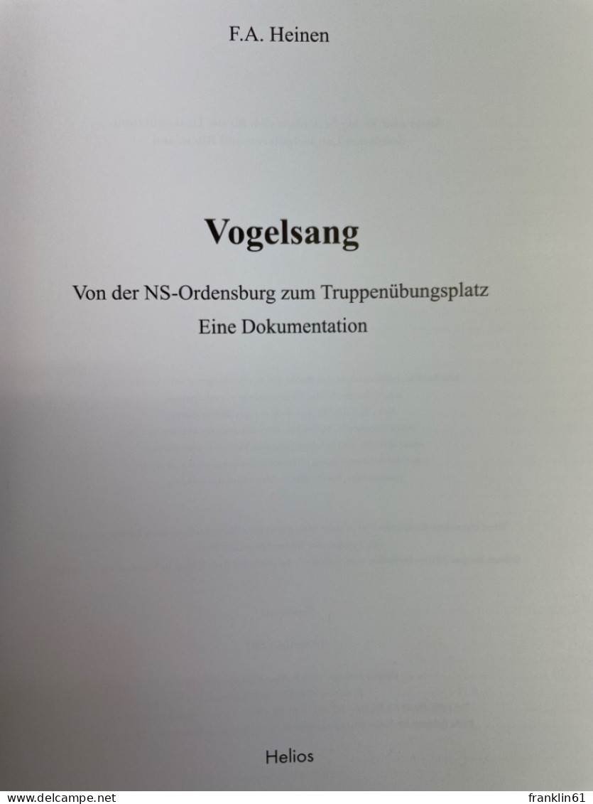 Vogelsang : Von Der NS-Ordensburg Zum Truppenübungsplatz ; Eine Dokumentation. - Polizie & Militari