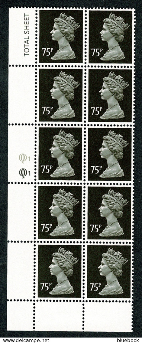 Ref 1623 -  GB Machins Questa 75p Cyl 1 - Block Of 10 MNH Stamps - Sheets, Plate Blocks & Multiples