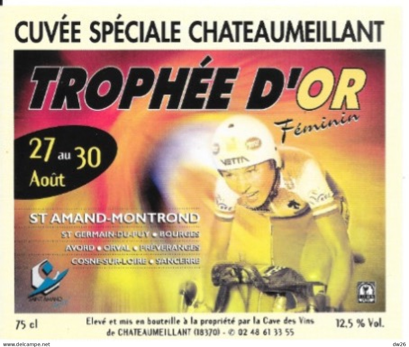 Etiquette VDQS Chateaumeillant, Cuvée Spéciale Trophée D'Or Féminin Cyclisme - Jeannie Longo 1998 - Wielrennen