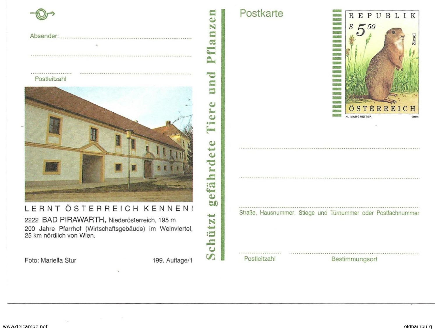 0557c: Bildpostkarte 2222 Bad Pirawarth, Ungebraucht ** - Gänserndorf