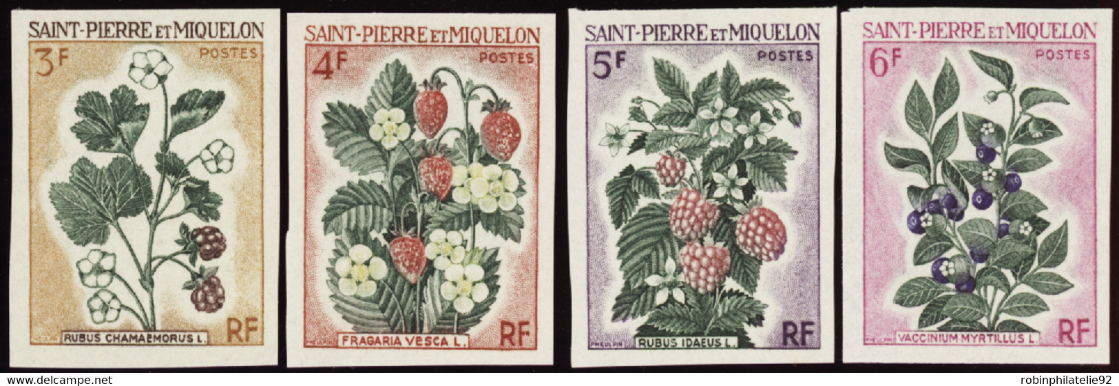 Saint Pierre Et Miquelon Non Dentelés N°401 /404 Fleurs 4 Valeurs  Qualité:** - Geschnittene, Druckproben Und Abarten