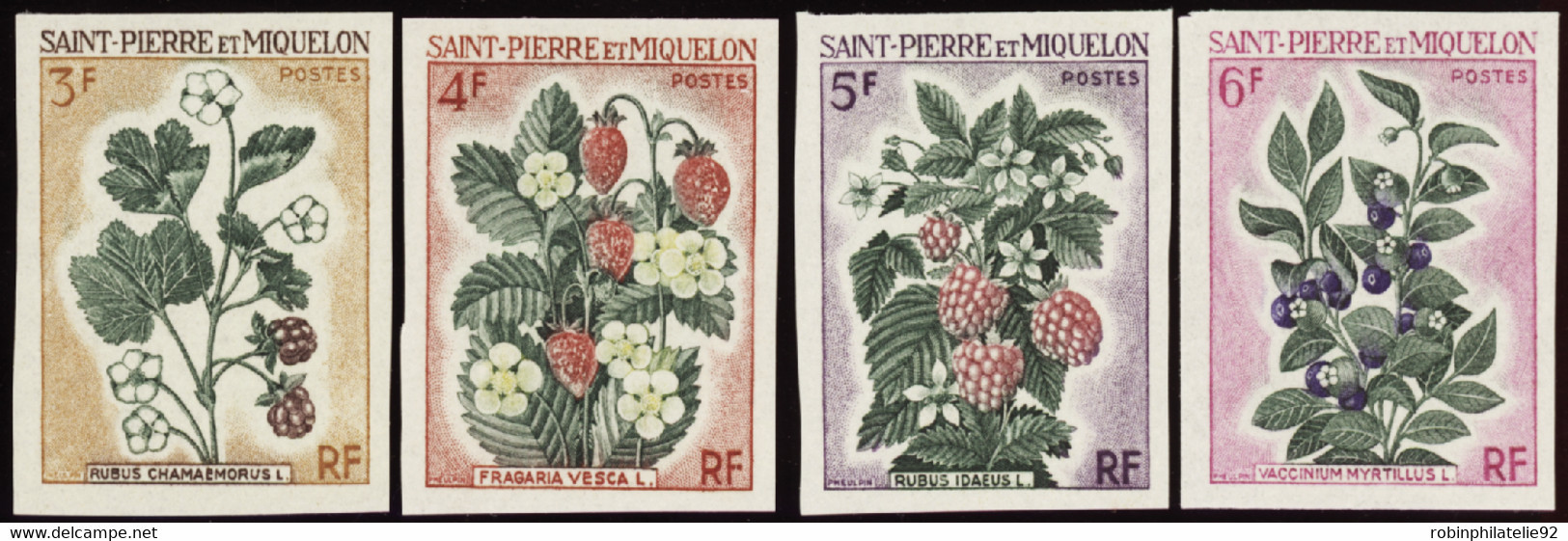Saint Pierre Et Miquelon Non Dentelés N°401 /404 Fleurs 4 Valeurs  Qualité:** - Ongetande, Proeven & Plaatfouten