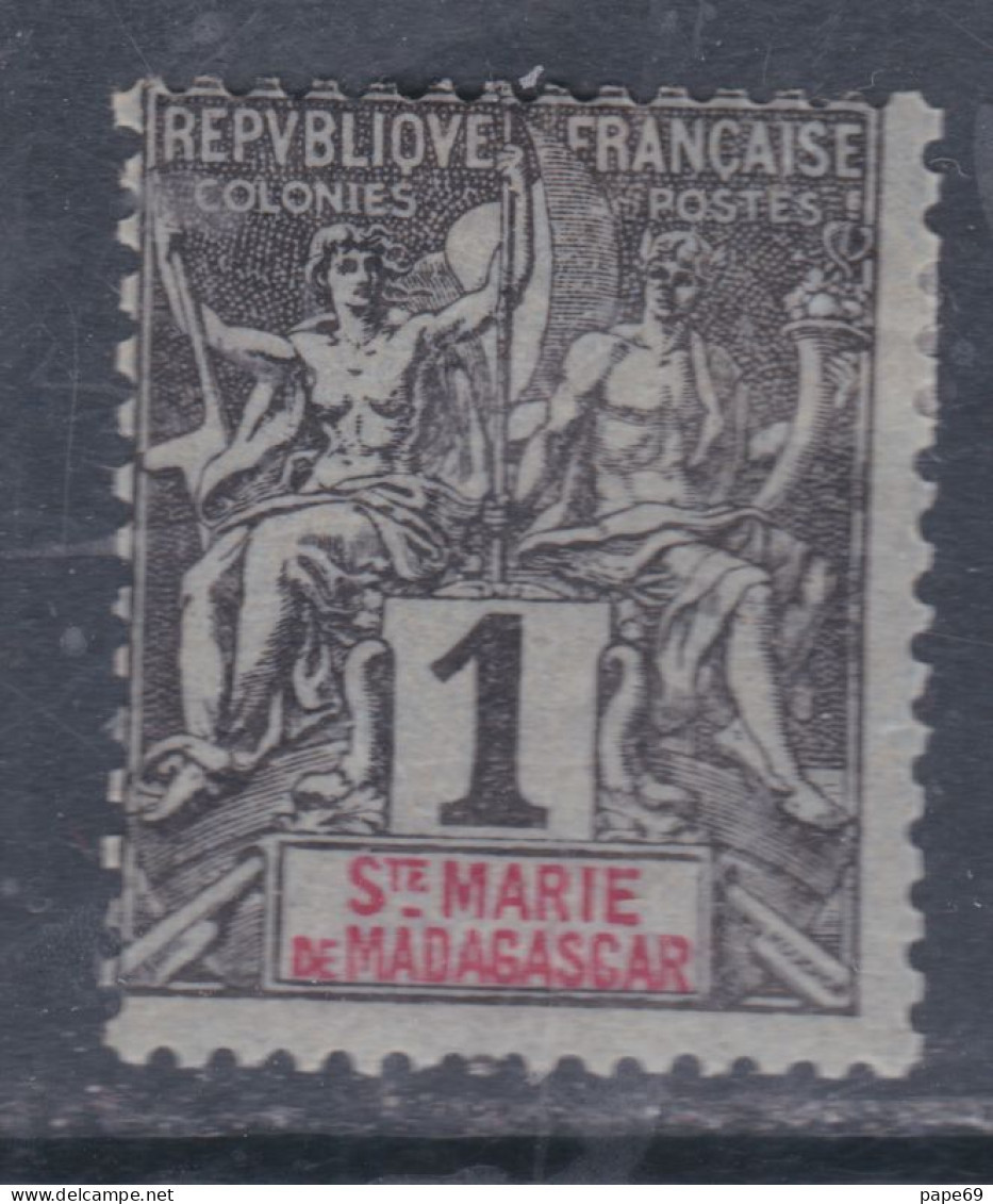 Sainte-Marie De Madagascar N° 1 X Type Groupe : 1 C. Noir Sur Azuré  Trace De Charnière Sinon TB - Nuevos