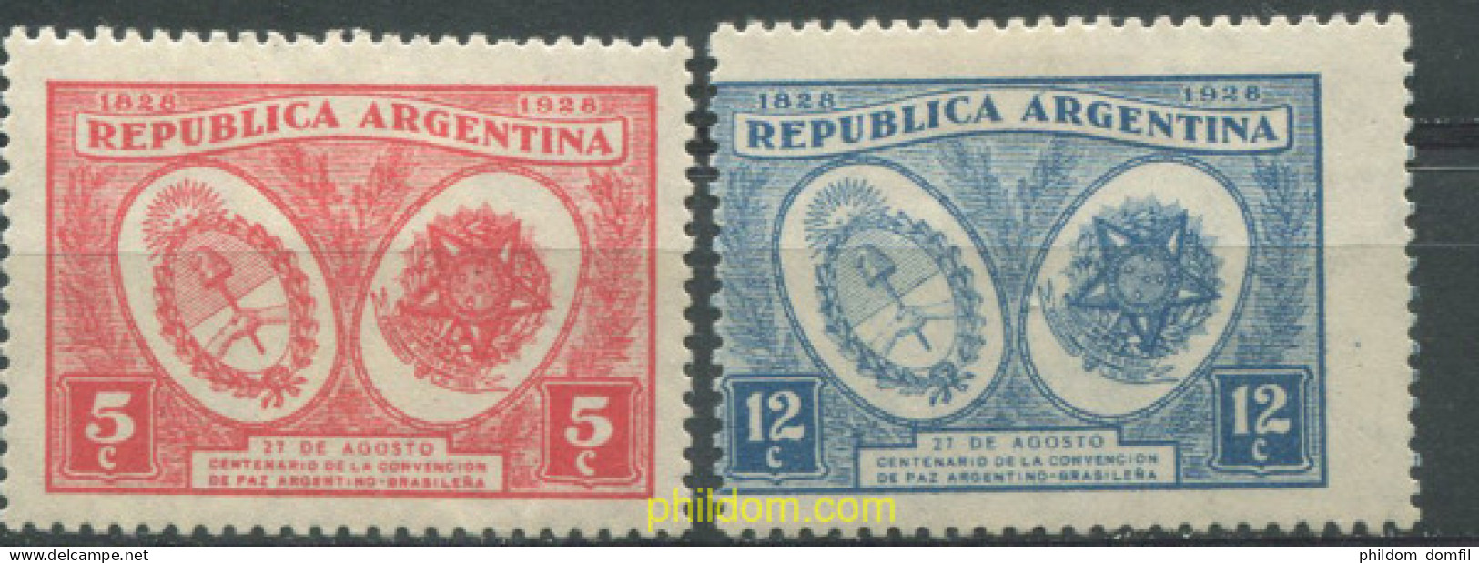 709174 HINGED ARGENTINA 1928 CENTENARIO DE LA PAZ ARGENTINA-BRASIL - Ungebraucht