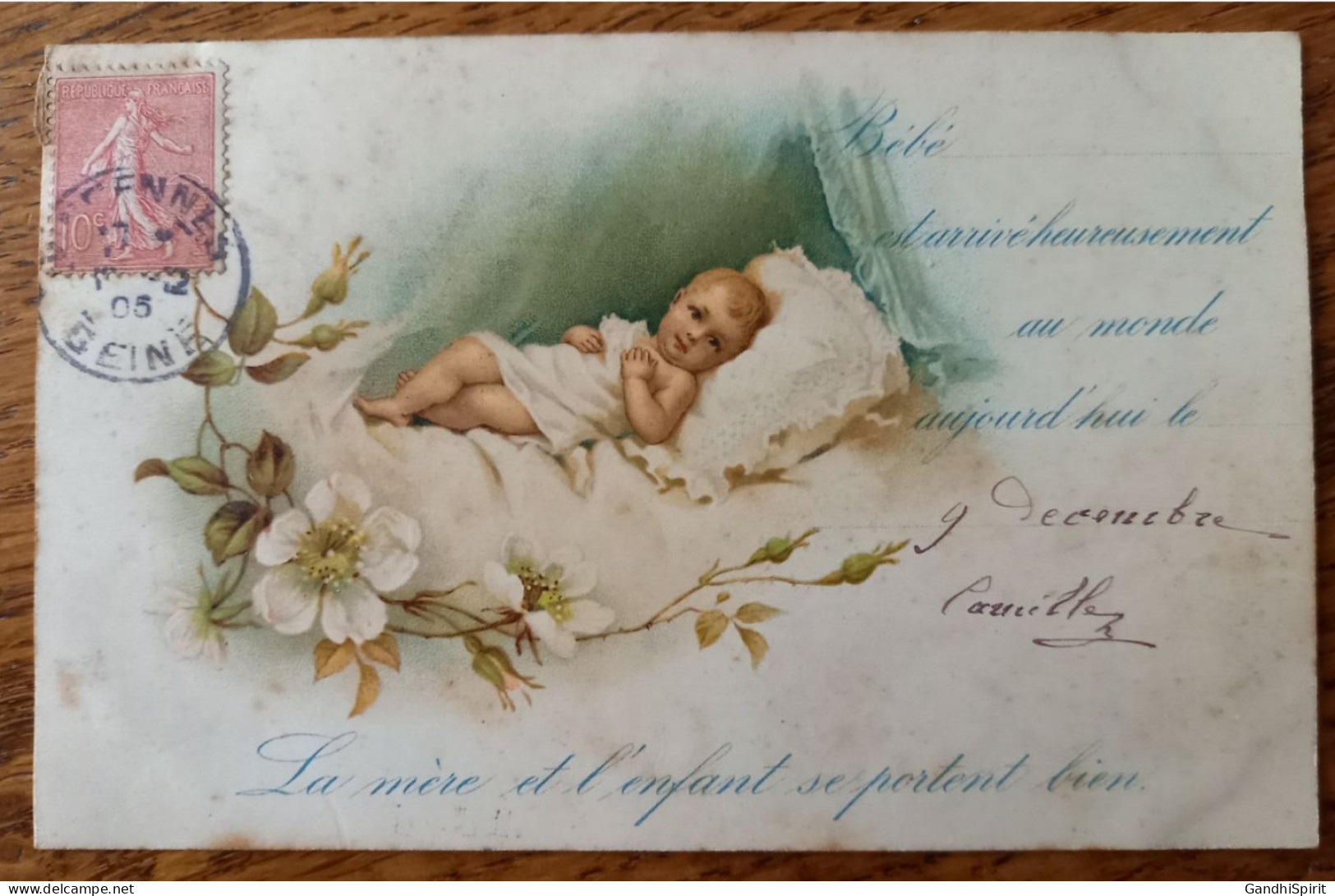 Faire Part De Naissance De Camille Le 9 Décembre, Bébé - Litho, Lithographie - Naissance