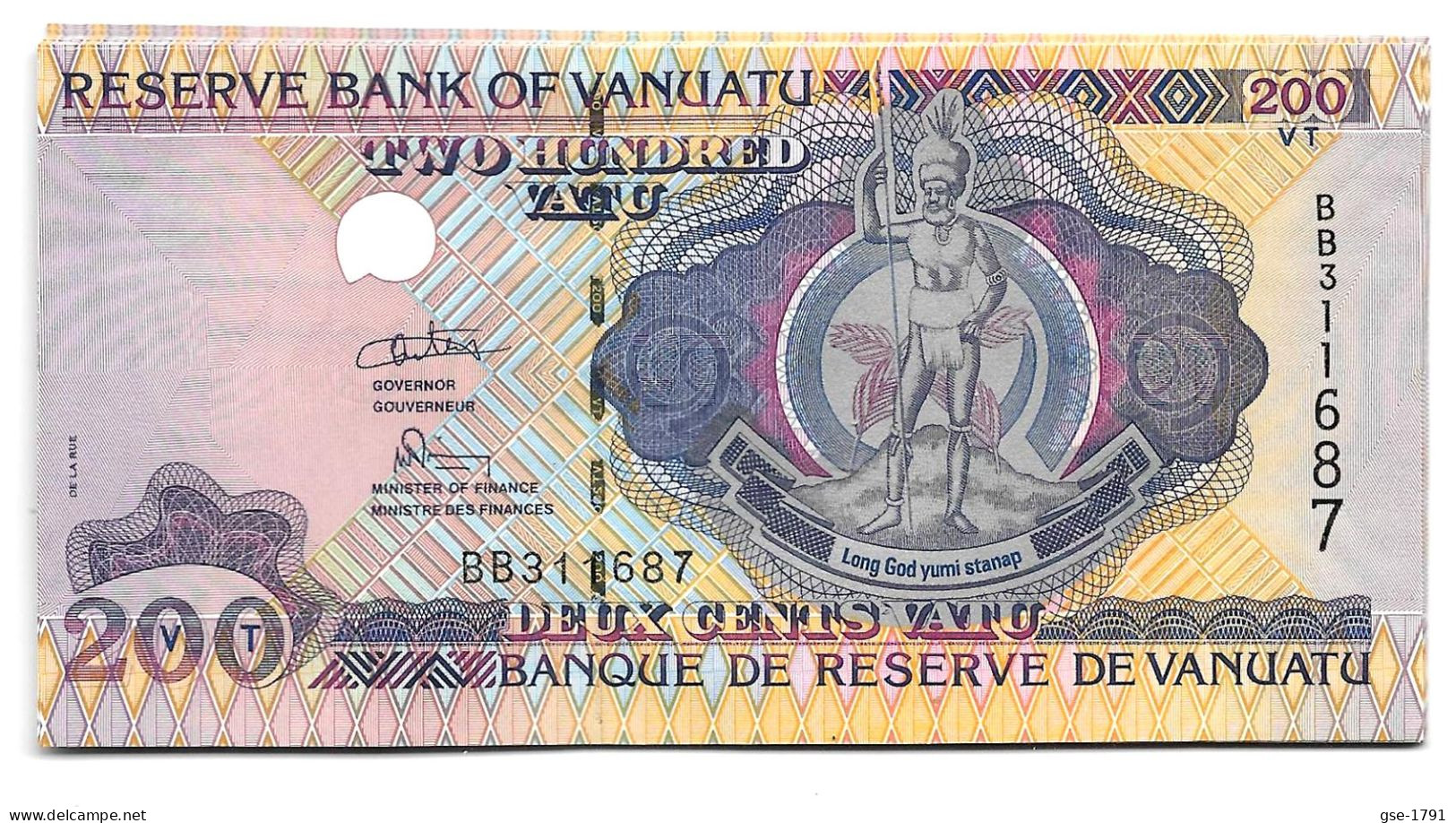 VANUATU  200 VATU #8b ( ODO TEVI )  Billets  BB   NEUFS - Vanuatu