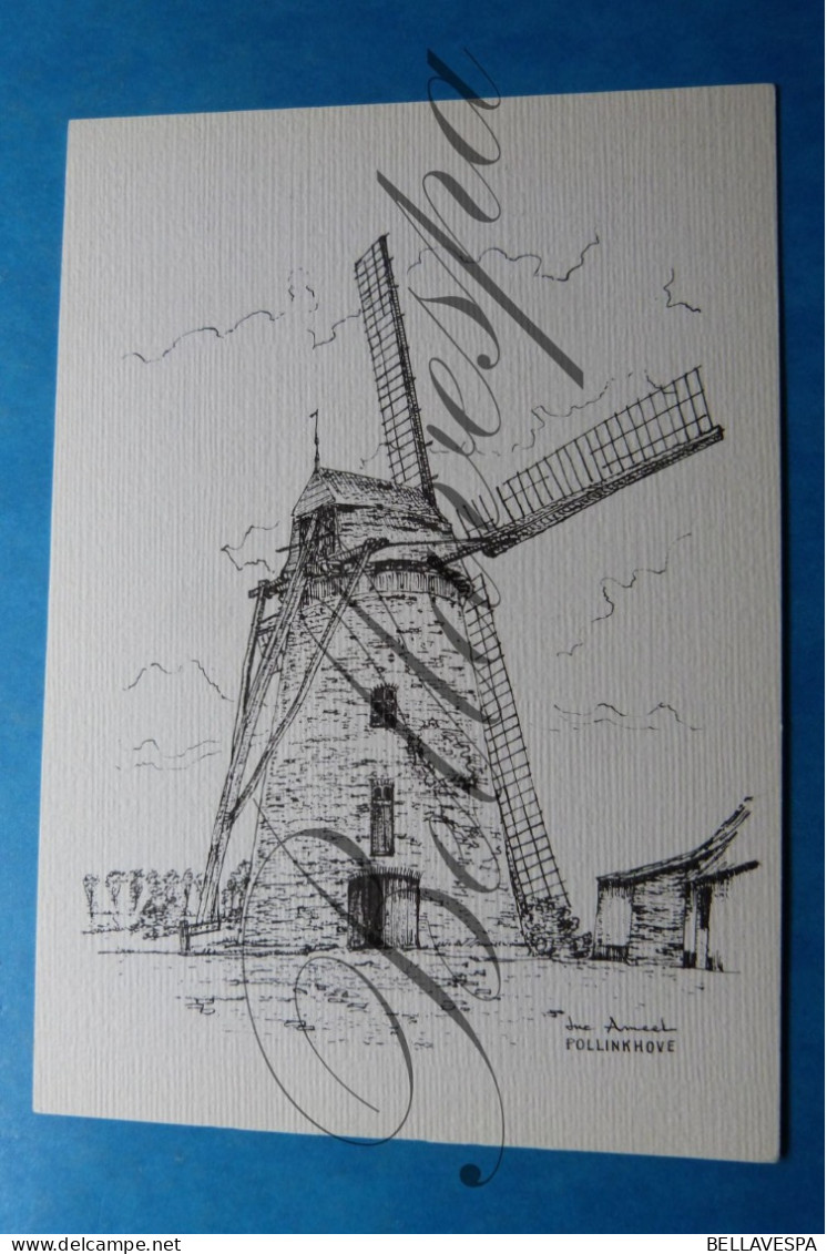 Pollinkhove Machuutmolen Molen Windmolen  1979 Moulin A Vent. Illustr: L. Ameel - Molinos De Viento