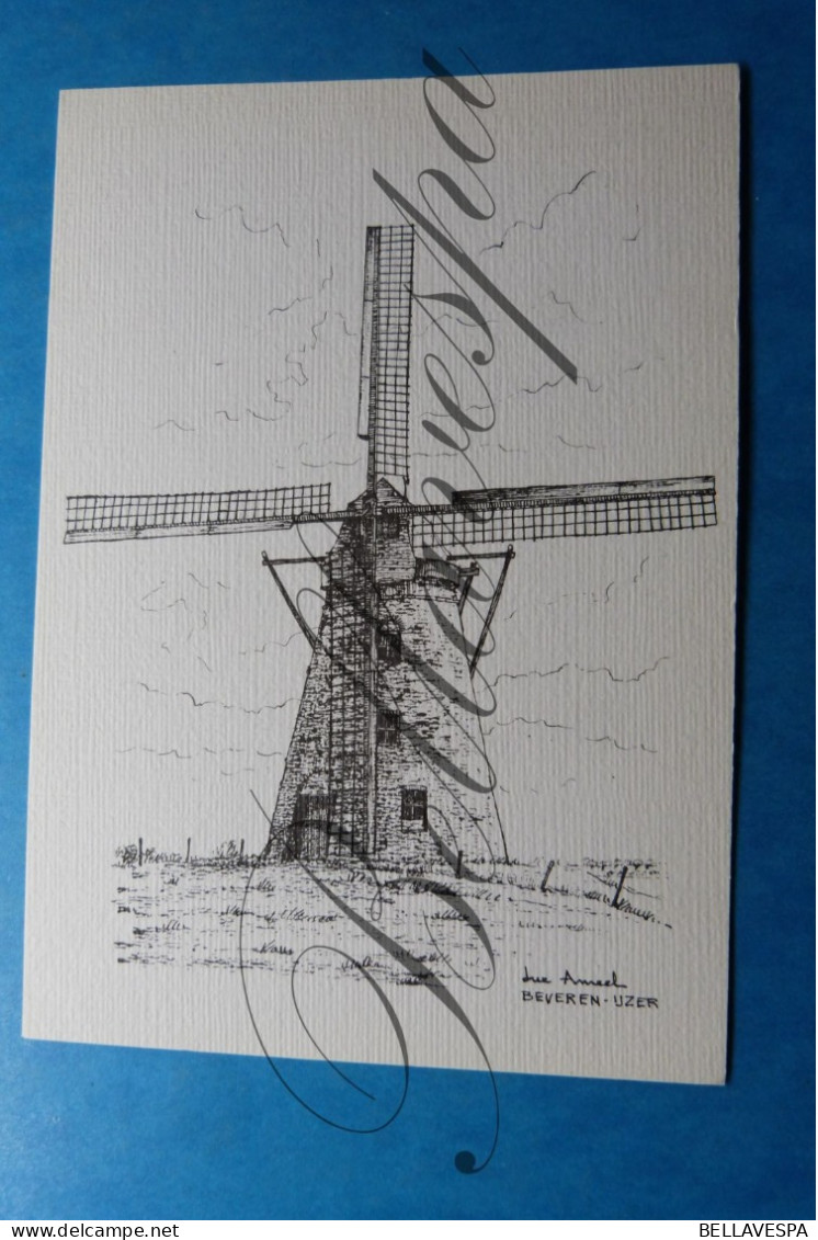 Beveren-Ijzer Broekmolen Molen Windmolen  1979 Moulin A Vent. Illustr: L. Ameel - Molinos De Viento