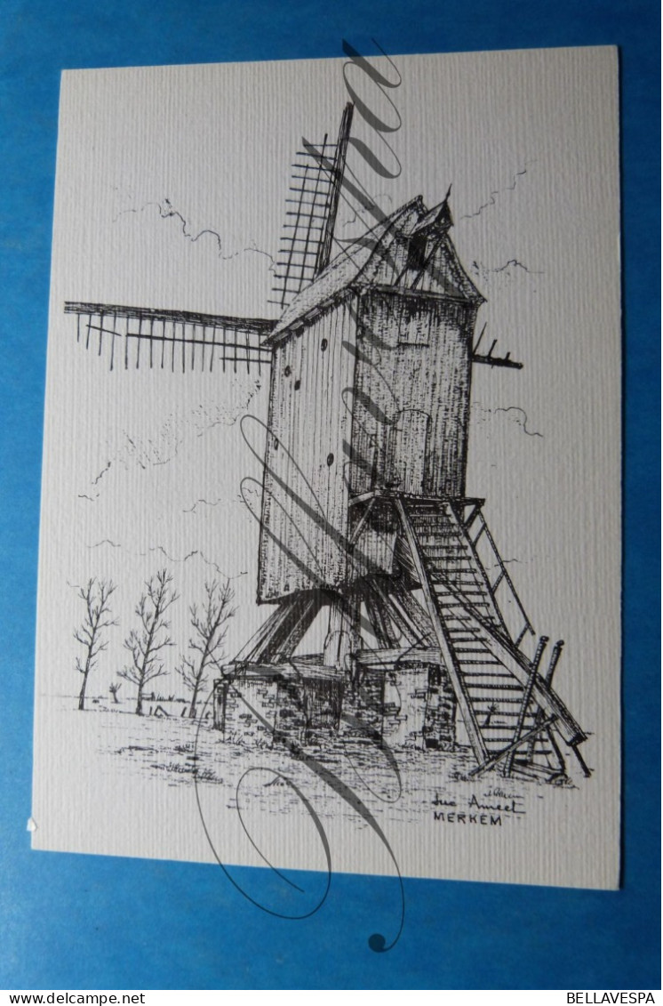 Merkem Busschere's Molen Windmolen  1979 Moulin A Vent. Illustr: L. Ameel - Molinos De Viento