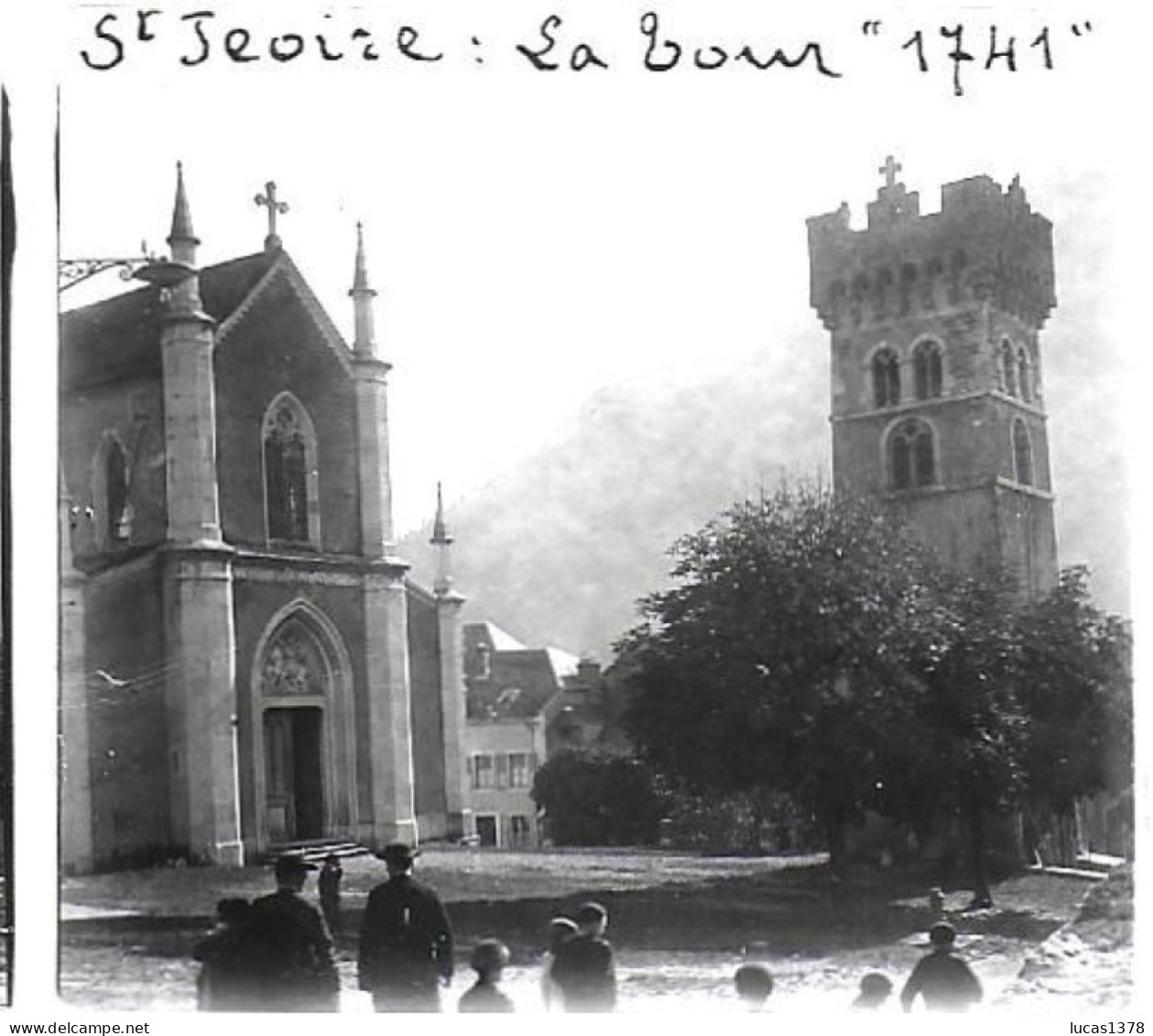 74  / SAINT JEOIRE / LA TOUR 1741 / DEBUT 20 EME  / PLAQUE DE VERRE PHOTO STEREO / - Diapositiva Su Vetro