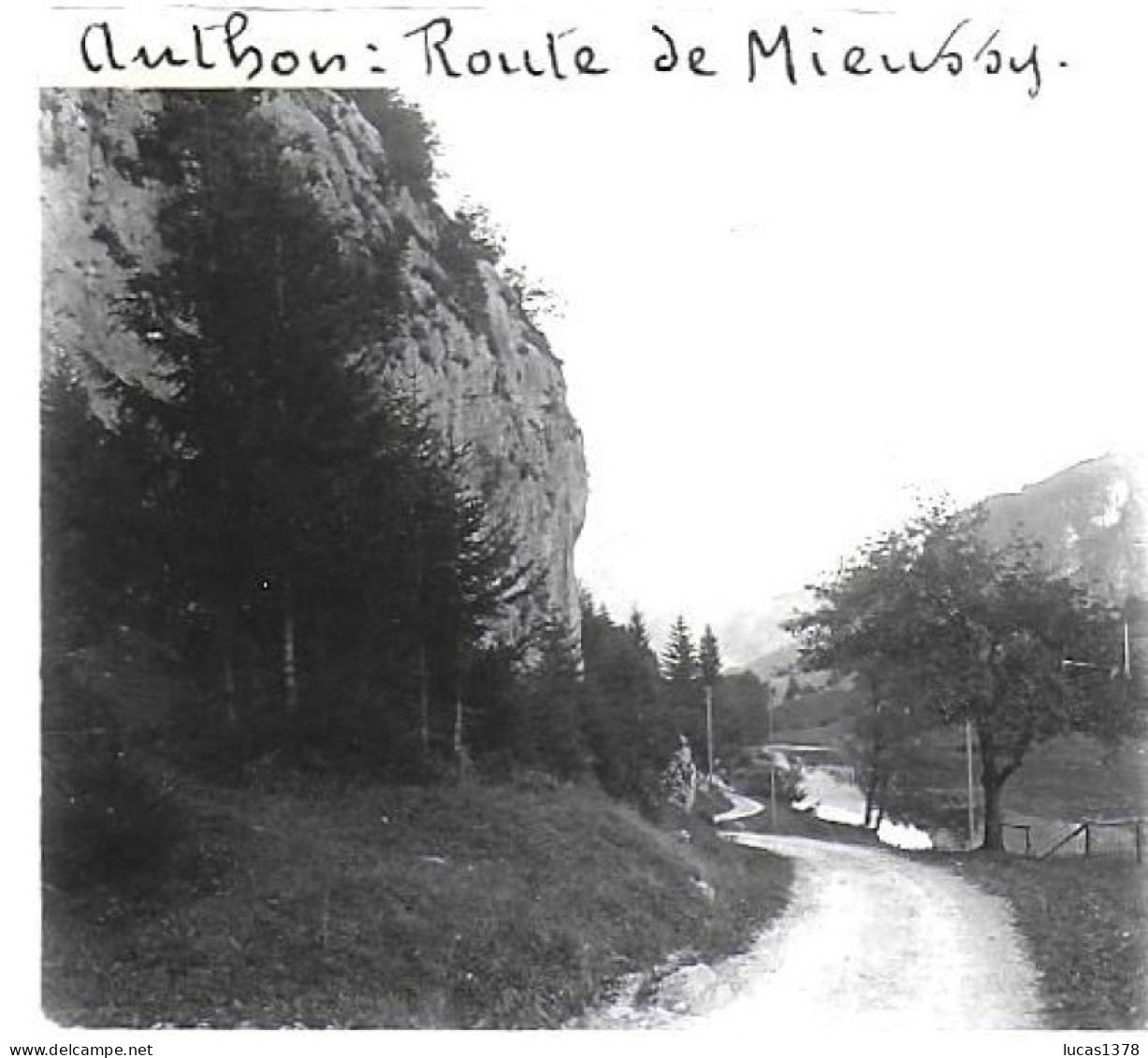 74  / AUTHON / ROUTE DE MIEUSSY  / DEBUT 20 EME  / PLAQUE DE VERRE PHOTO STEREO / - Plaques De Verre