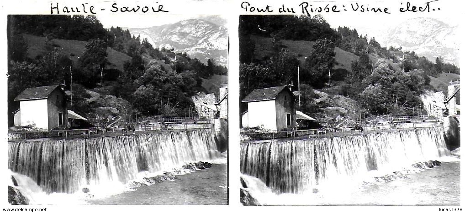 74  / POUILLY / PONT DE RISSE / USINE ELECTRIQUE  / DEBUT 20 EME  / PLAQUE DE VERRE PHOTO STEREO / TRES BEAU CLICHE - Plaques De Verre