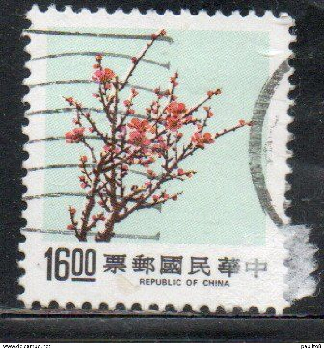 CHINA REPUBLIC CINA TAIWAN FORMOSA 1984 1986 FLORA FLOWERS 16$ USED USATO OBLITERE - Oblitérés