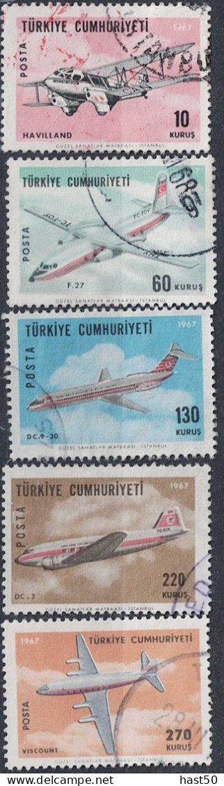 Türkei Turkey Turquie - Flugzeuge Der Turkish Airlines (MiNr: 2046/50) 1967 - Gest. Used Obl - Used Stamps
